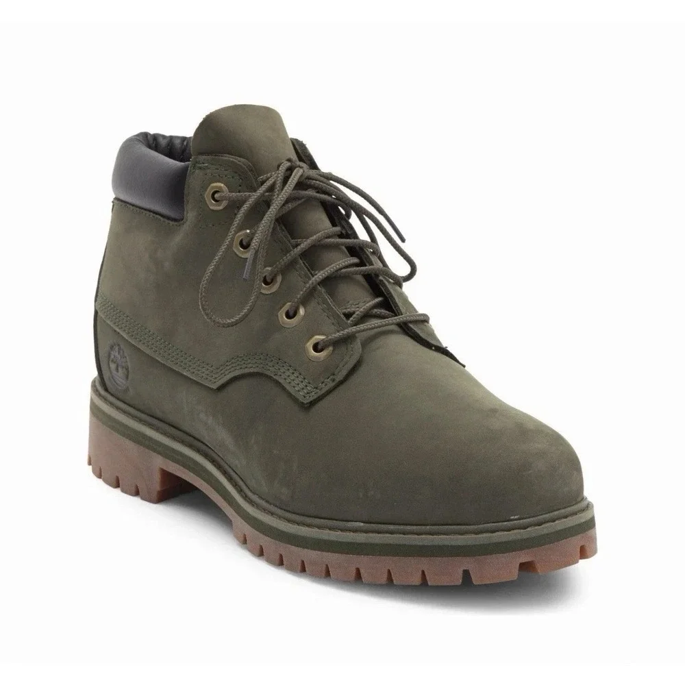Mens 9.5 -Timberland Rockaway Mid LC Waterproof CH Dark Green Nubuck TB0A6F85E06